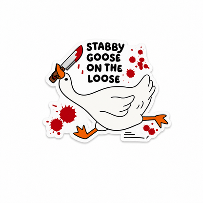 Stabby Goose on the Loose Halloween plastic add-on with funny spooky goose design compatible with interchangeable badge reel bases