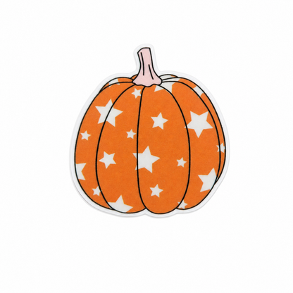 Star pattern pumpkin plastic add-on featuring a warm orange pumpkin with white stars, compatible with interchangeable badge reel bases and perfect for fall and Halloween accessories.