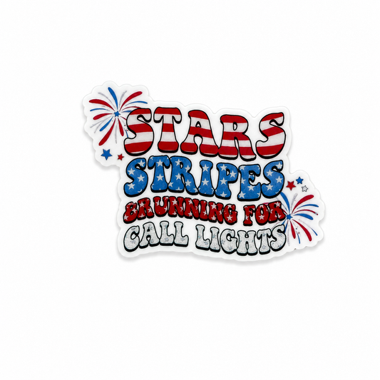 Stars Stripes and Running for Call Lights plastic add-on with patriotic nurse design for compatible interchangeable badge reel bases
