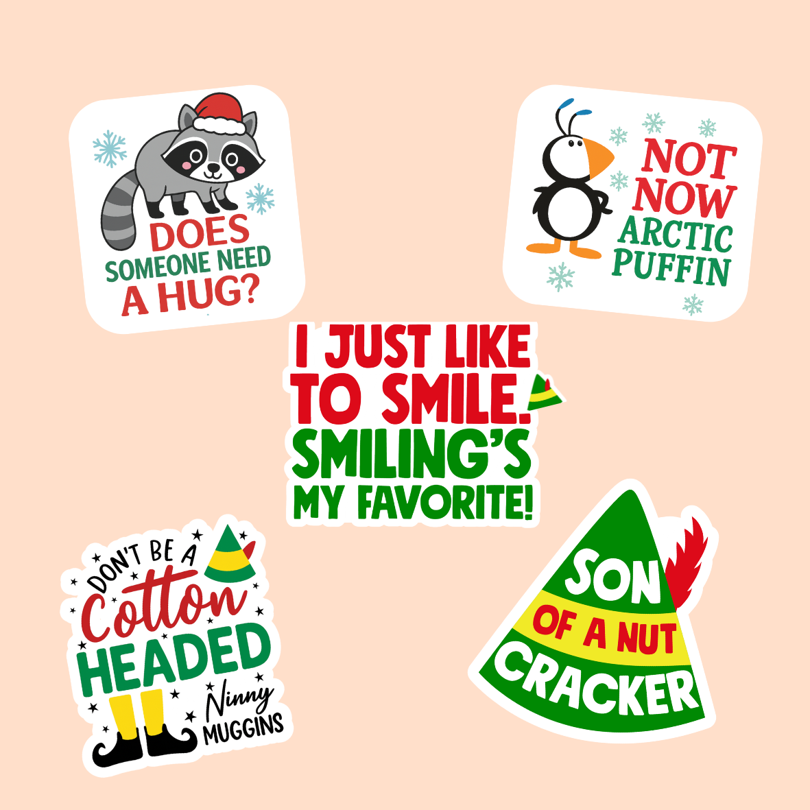 Elf Christmas Add-On | Funny Holiday Badge Topper Set | Buddy the Elf Quotes Gift for Nurses & Healthcare /  PLASTIC Add on
