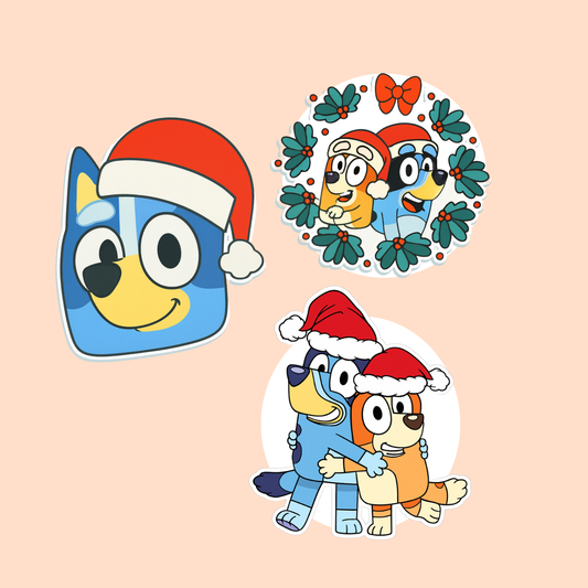 Blue Christmas Dogs /  PLASTIC Add on