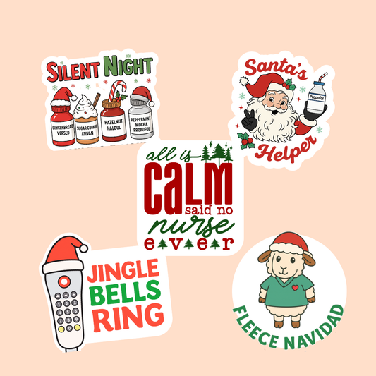 Nurse Christmas Add-On | Funny Holiday Badge Topper Set | Santa’s Helper & Silent Night Nurse Gift | Plastic Add on