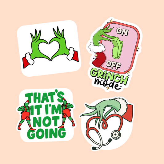 Green Mean Holiday Add-On | Funny Christmas Badge Topper Set | Holiday Mood Nurse Gift | Plastic Add on