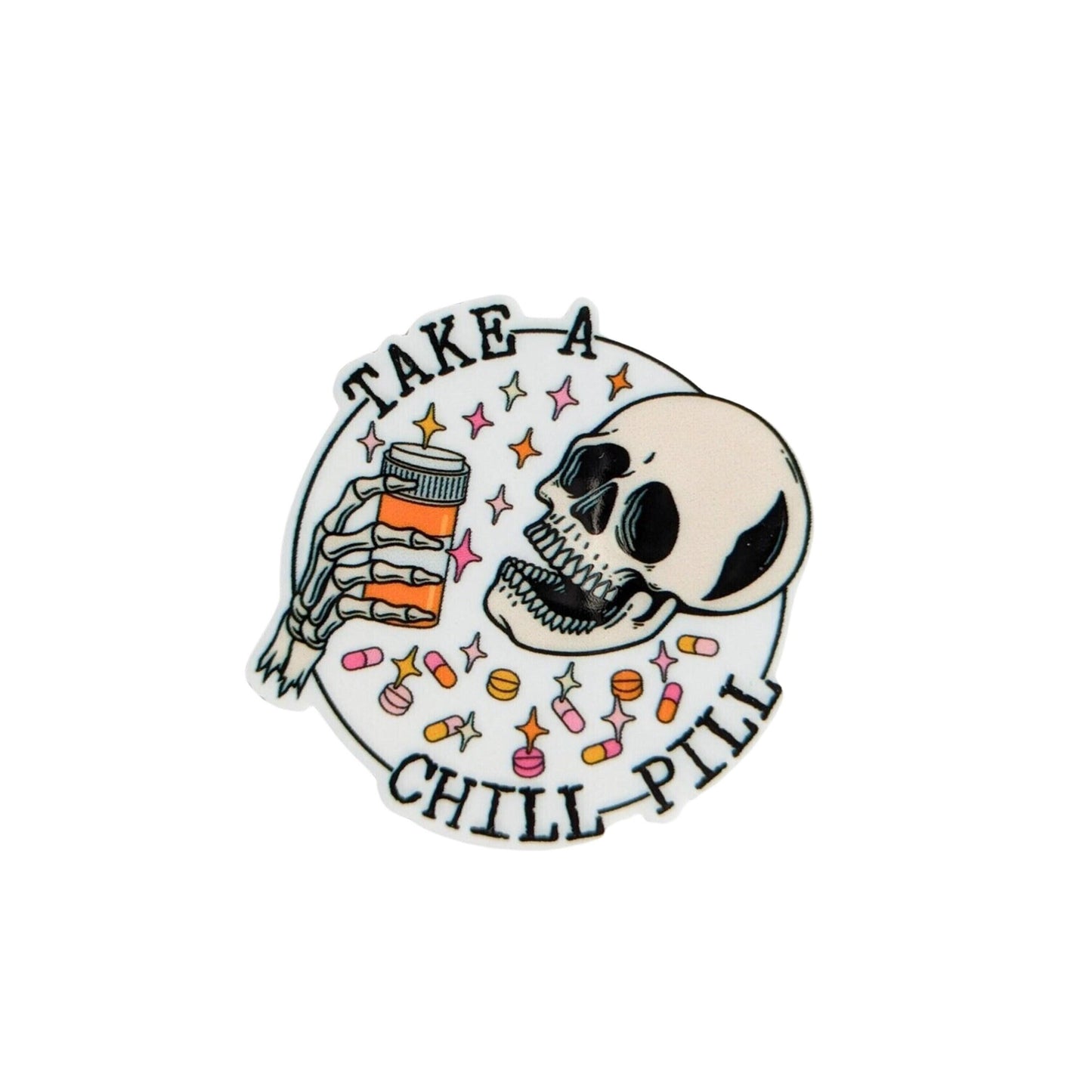Funny “Take a Chill Pill” plastic add-on for interchangeable badge reel bases designed for healthcare workers and nurses

