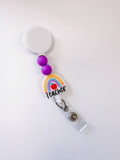 teacher-rainbiw-interchangable-badge-reel