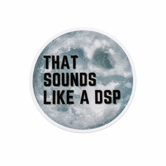 That Sounds Like A DSP plastic add-on with gray cloudy background, compatible with interchangeable badge reel bases for DSP accessory.