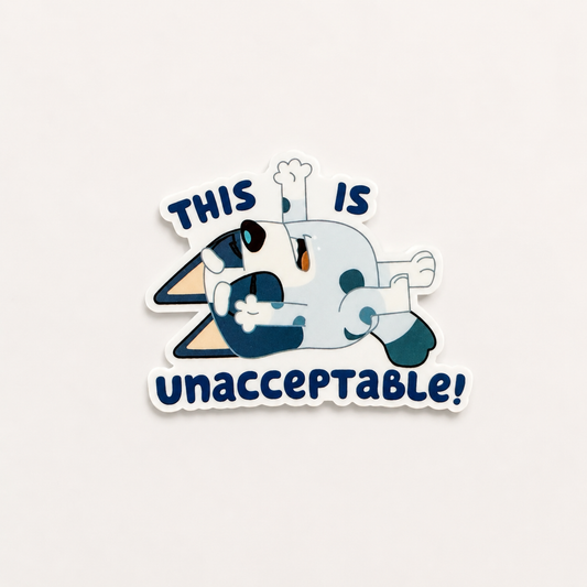 Funny cartoon-inspired plastic add-on for badge reels with this is unacceptable quote for nurses and healthcare workers