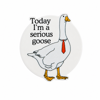Today I’m a serious goose plastic add-on featuring a white goose wearing a red necktie, compatible with interchangeable badge reel bases, funny animal lover accessory