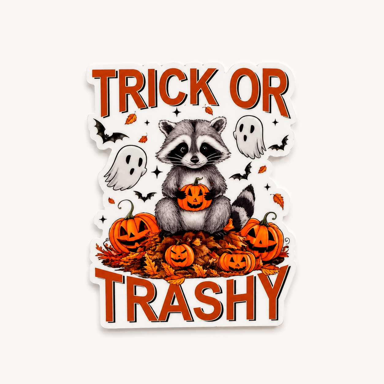 Cute raccoon Halloween plastic add-on for badge reels with pumpkins and ghost design for healthcare workers