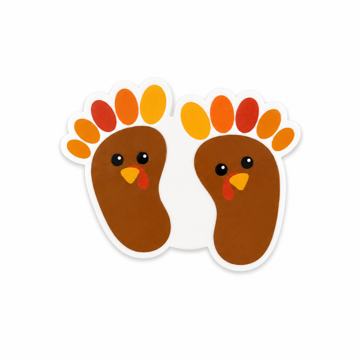 Turkey footprint Thanksgiving plastic add-on for compatible interchangeable badge reel bases featuring cute baby turkey feet design for labor and delivery nurses and pediatric healthcare workers