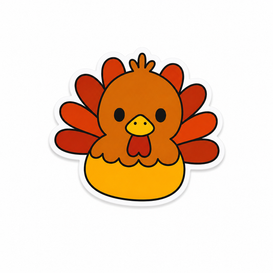 Cute turkey rubber duck plastic add-on with warm fall colors for compatible interchangeable badge reel bases and festive healthcare accessories.