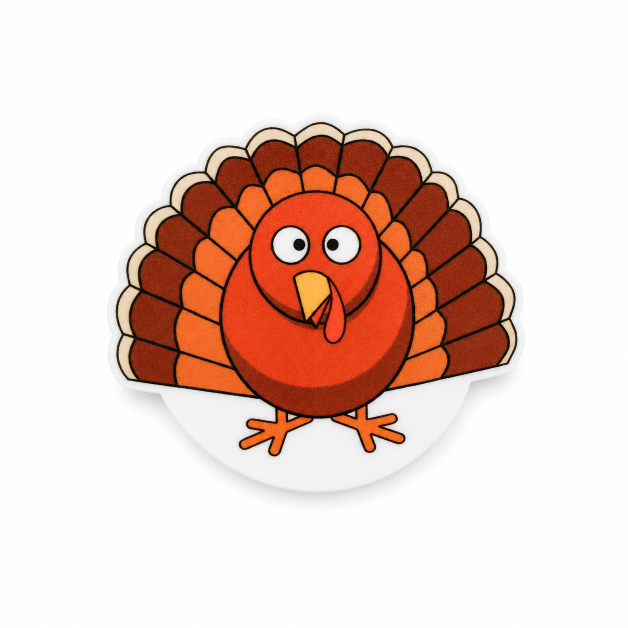 Turkey plastic add-on with a cute red-orange Thanksgiving turkey design, compatible with interchangeable badge reel bases