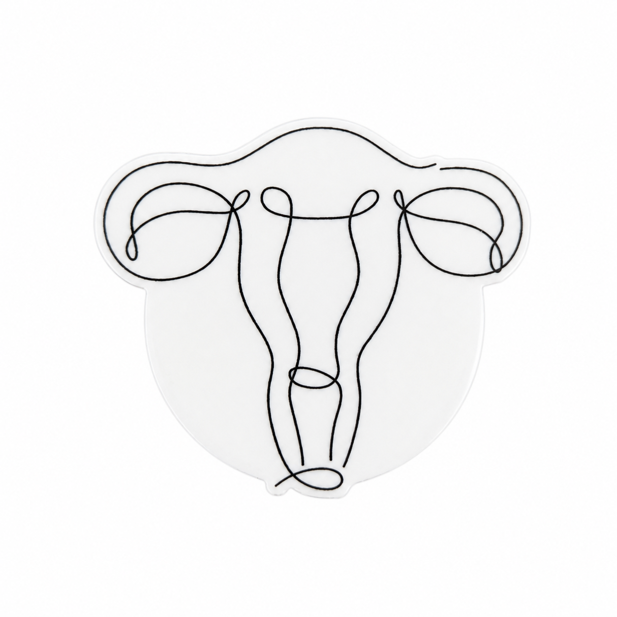 Minimalist uterus line art plastic add-on compatible with interchangeable badge reel bases, women's health accessory for OB/GYN nurses, midwives, and healthcare workers