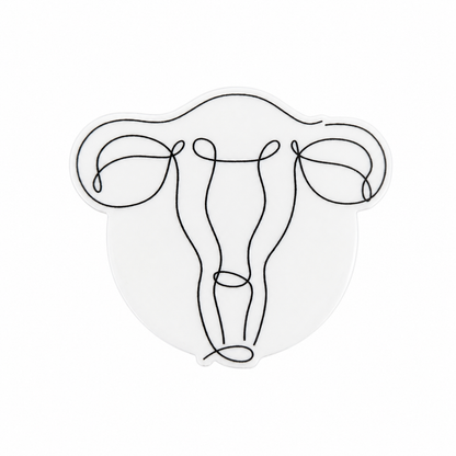 Minimalist uterus line art plastic add-on compatible with interchangeable badge reel bases, women's health accessory for OB/GYN nurses, midwives, and healthcare workers