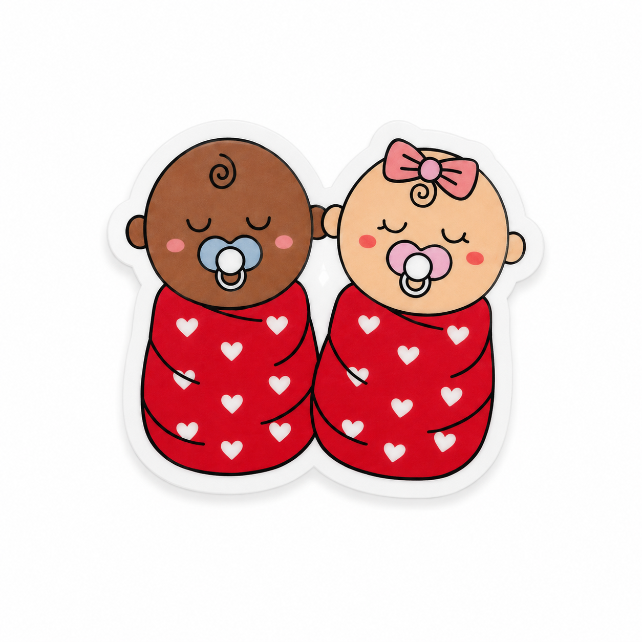 Valentine babies plastic add-on for compatible interchangeable badge reel bases featuring twin newborn design
