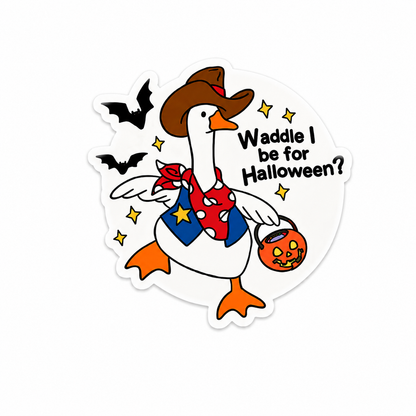 Waddle I Be for Halloween goose plastic add-on with festive spooky goose design compatible with interchangeable badge reel bases