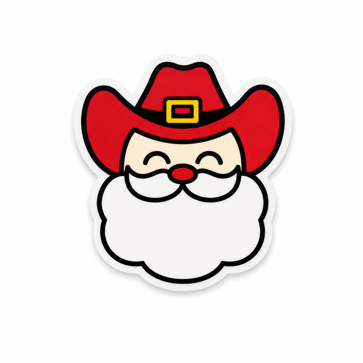 Cute western cowboy Santa plastic add-on with red Christmas hat compatible with interchangeable badge reel bases for nurses healthcare workers and hospital staff