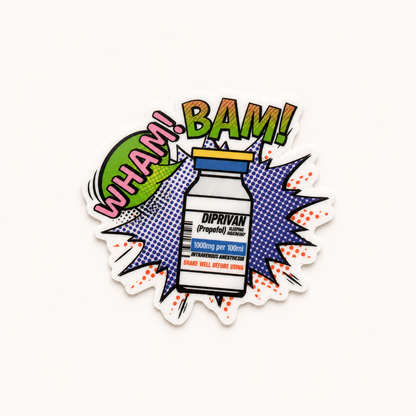 Funny propofol plastic add-on for interchangeable badge reel bases designed for nurses and healthcare worker