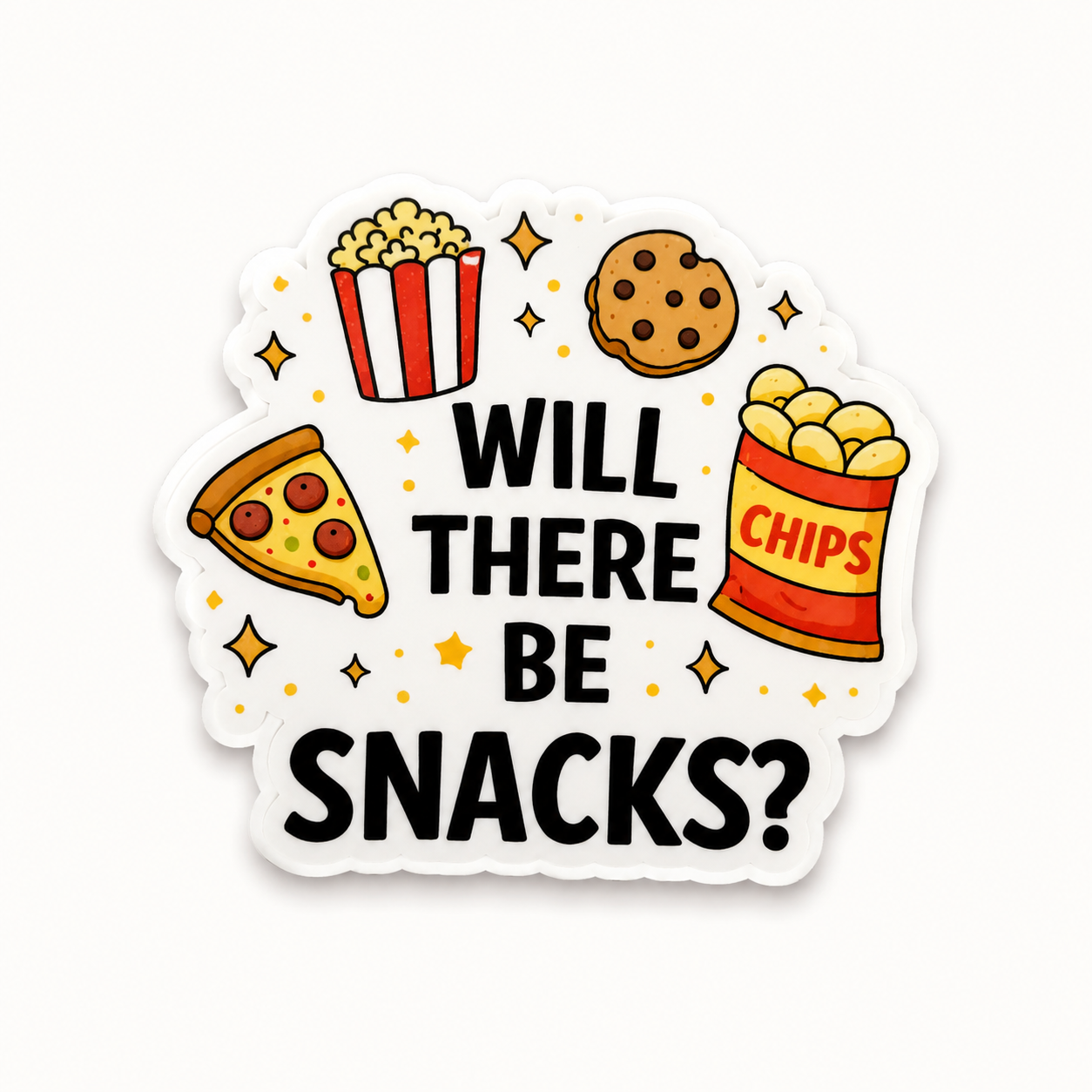 Will There Be Snacks plastic add-on for compatible interchangeable badge reel bases
