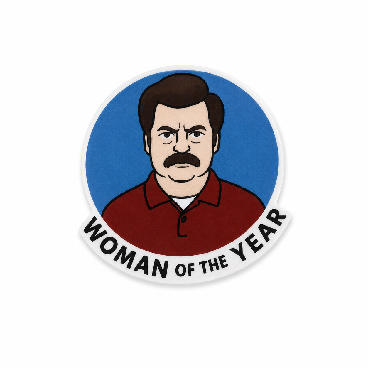 Woman of the Year plastic add-on featuring funny office humor design for compatible interchangeable badge reel bases and healthcare worker accessories