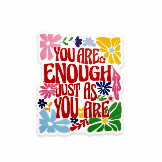 You Are Enough Just As You Are floral plastic add-on with colorful flowers for compatible interchangeable badge reel bases