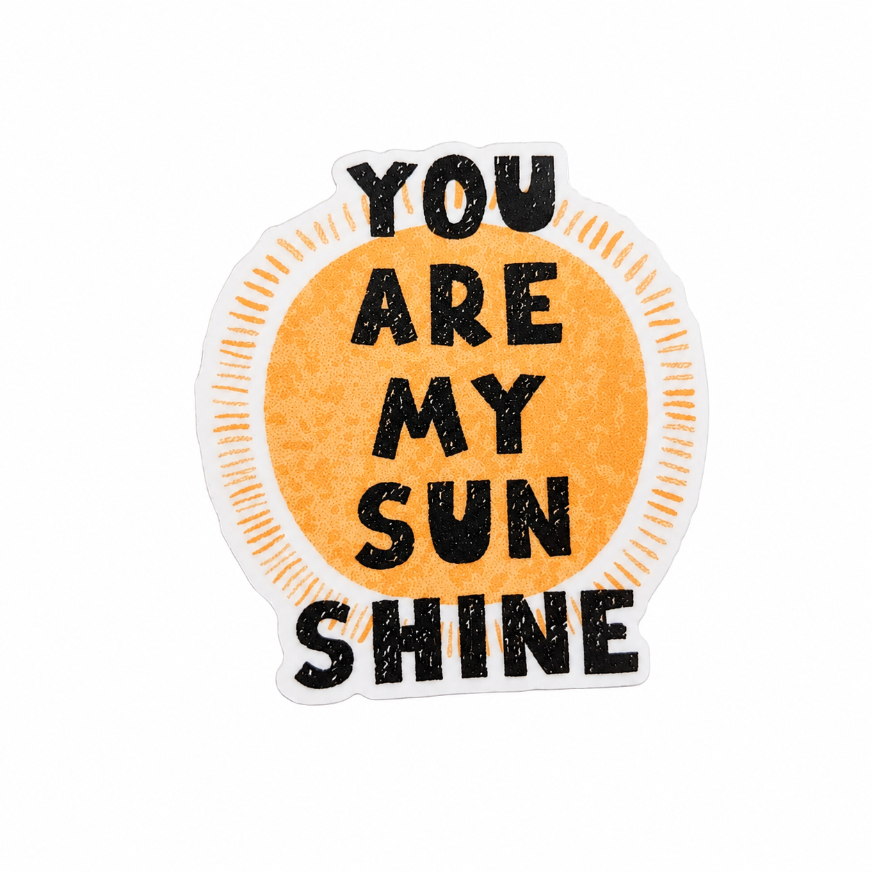 YOU ARE MY SUN SHINE plastic add-on with orange sunshine design, compatible with interchangeable badge reel bases.