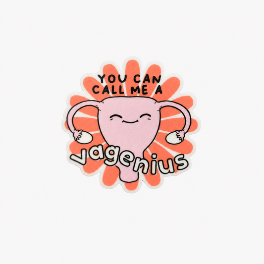 YOU CAN CALL ME A vagenius plastic add-on featuring a cute smiling uterus illustration, compatible with interchangeable badge reel bases and perfect for OBGYN professionals.
