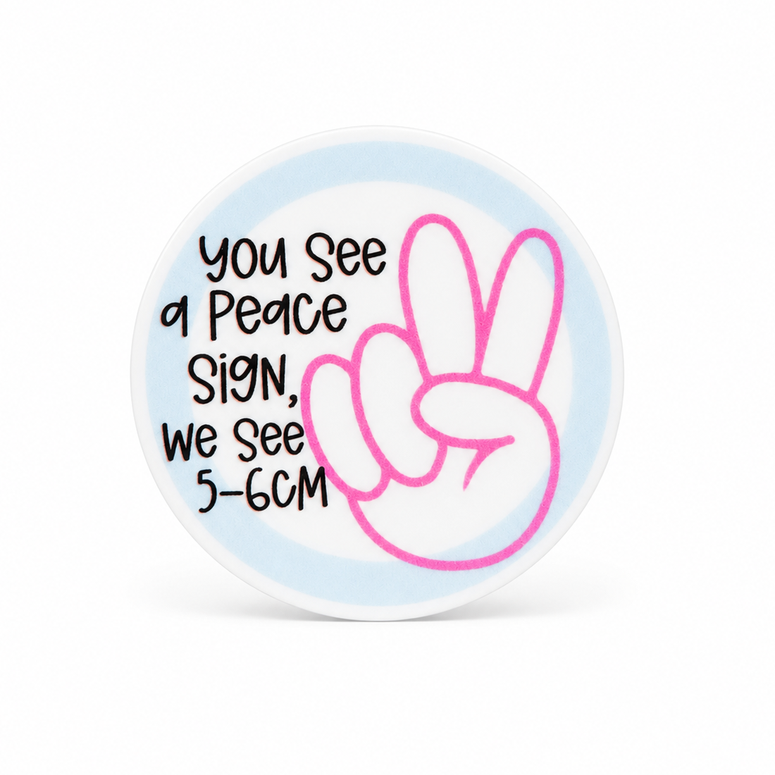 you see a Peace Sign, we see 5-6CM labor and delivery nurse gift plastic add-on with a pink peace sign, compatible with interchangeable badge reel bases.