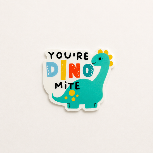 Cute dinosaur plastic add-on for badge reels with You’re Dino-Mite design for pediatric nurses and healthcare workers