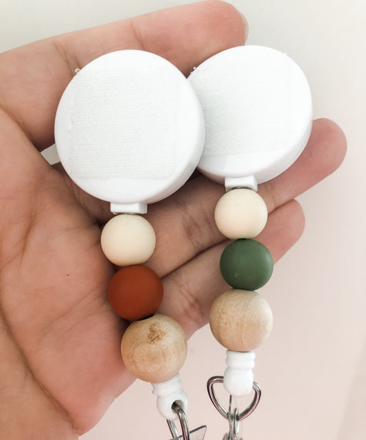 Decorative WOOD BEAD Interchangeable Badge Reel