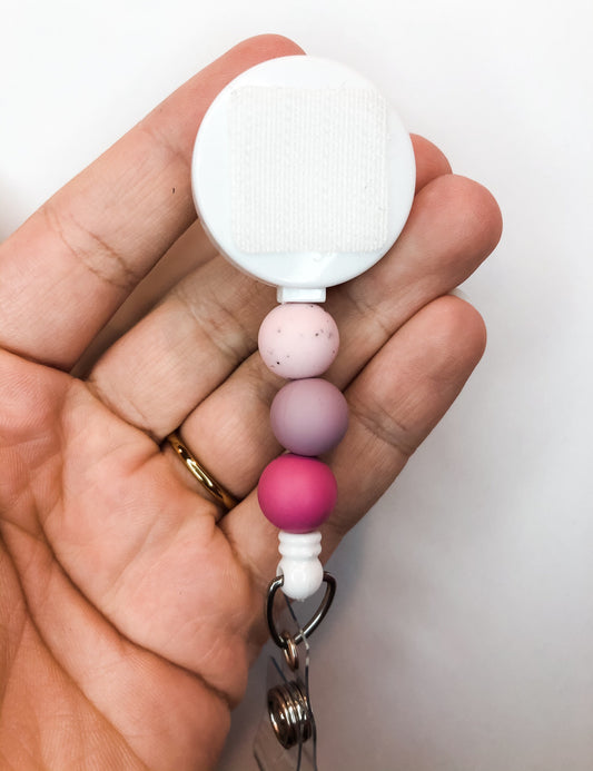 Decorative PINK/ Mauve Interchangeable Badge Reel