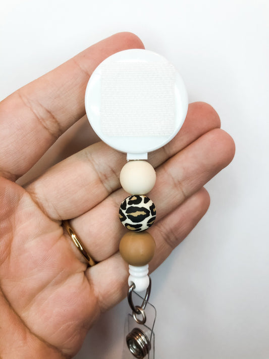 Decorative TAN CHEETAH Interchangeable Badge Reel