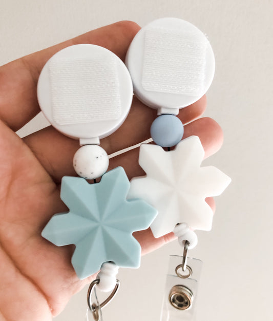 Snowflake Beaded Interchangeable Badge Reel