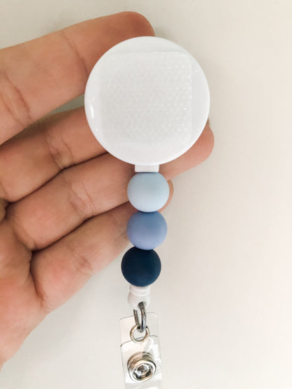 Blue Beaded Interchangeable Badge Reel