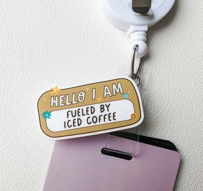 Badge Topper / CHARM COLLECTION - Fueled by Iced Coffee - Charm Only