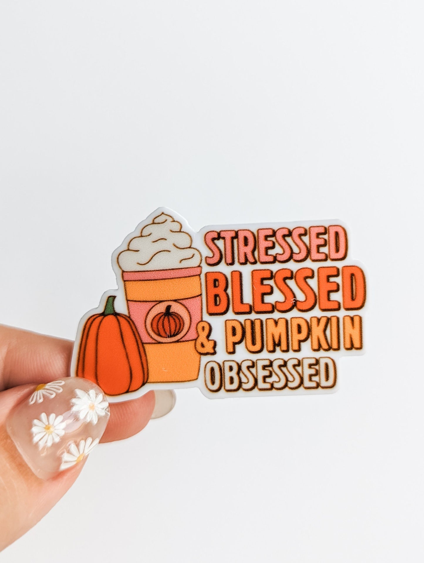 Stressed Blessed Pumpkin Obsessed / Fall Halloween  / PLASTIC Add on / 9C33