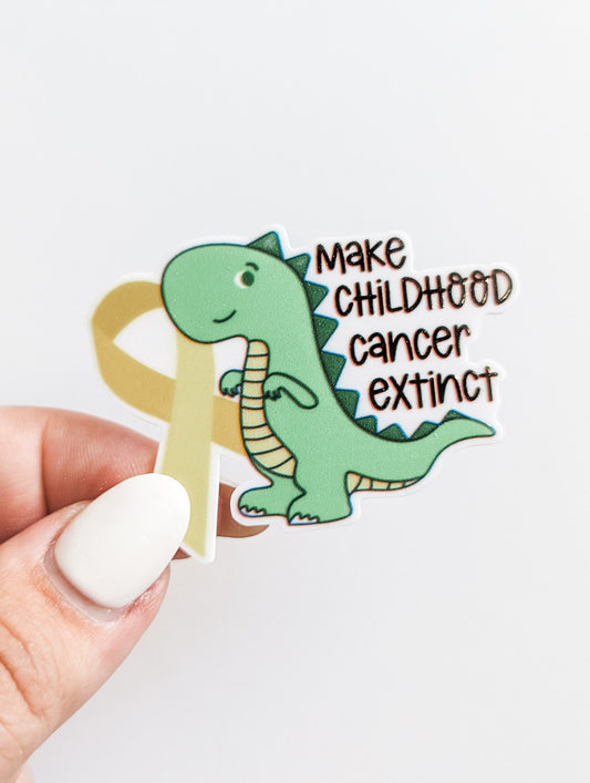 Make Childhood Cancer Extinct / Dinosaur / Childhood Cancer Awareness  Gold   / PLASTIC Add on / 14B24